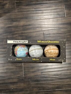 Vintage 1991 Replogle "Worlds Unlimited" 3-Globe Set - Earth, Moon, Mars - Origi